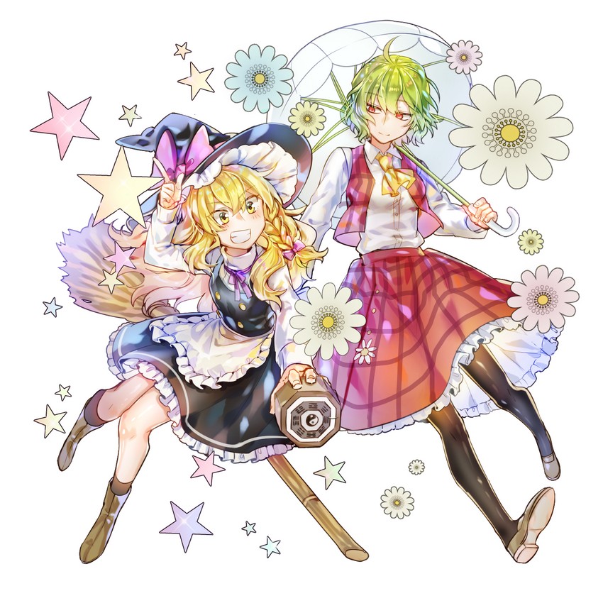 kirisame marisa and kazami yuuka (touhou) drawn by here_(hr_rz_ggg)