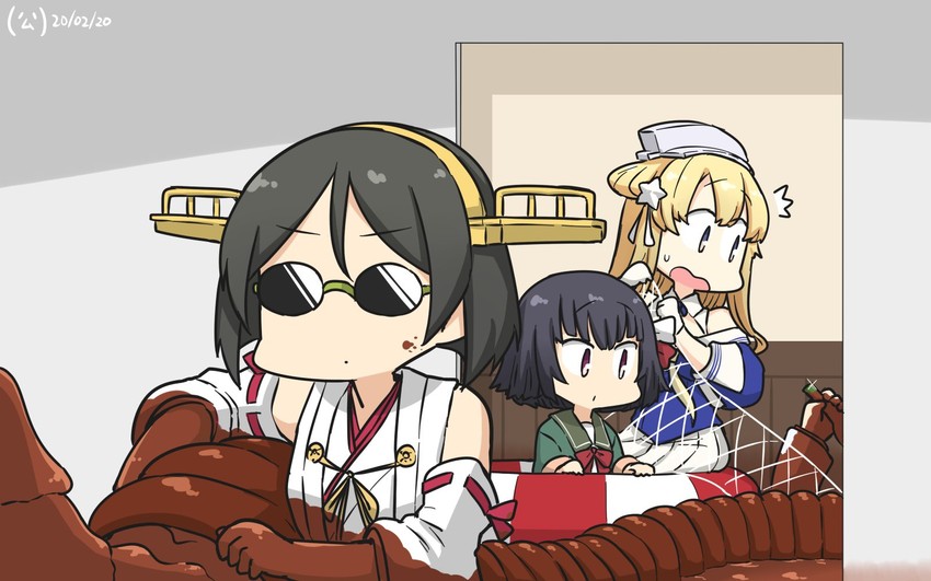 kirishima, fletcher, and ishigaki (kantai collection) drawn by hamu_koutarou