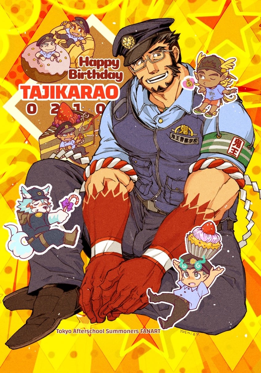 tajikarao, sakimori toji, hermes, oguchi magami, water deity, and 2 more (tokyo afterschool summoners) drawn by yoshiyuki_(nein69yoshiyuki)