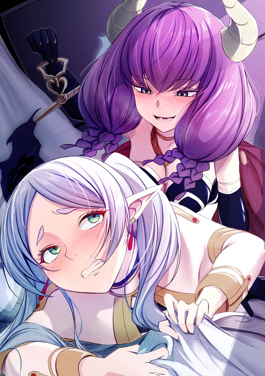 frieren and aura (sousou no frieren) drawn by teru_cats