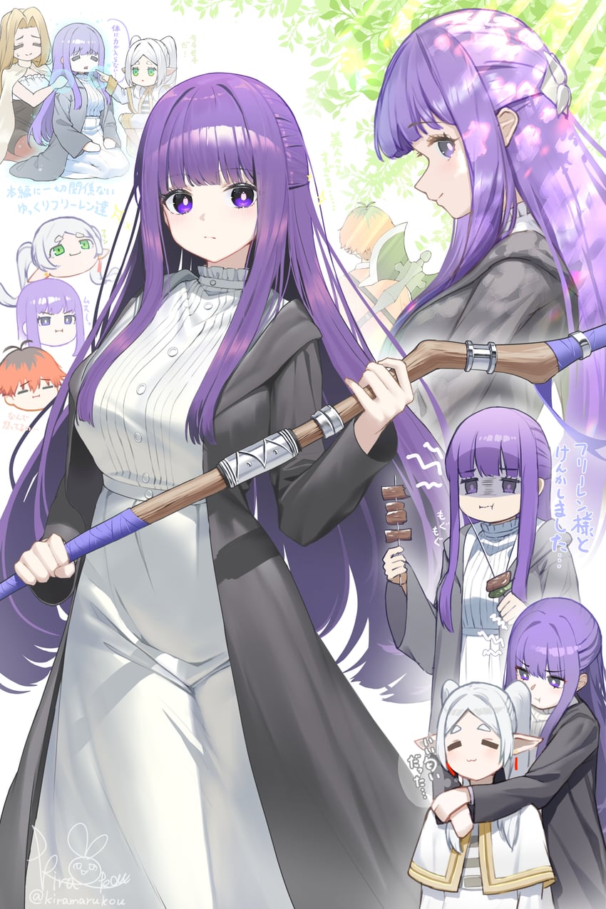 frieren, fern, stark, and methode (sousou no frieren) drawn by kiramarukou