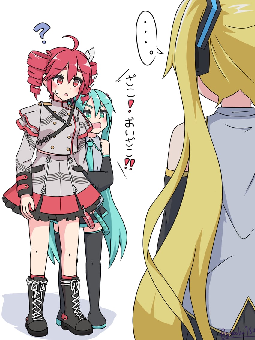 hatsune miku, kasane teto, and akita neru (vocaloid and 3 more) drawn by gokaku180
