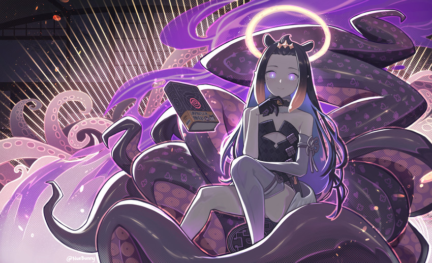 ninomae ina'nis and ao-chan (hololive and 1 more) drawn by nuebunny