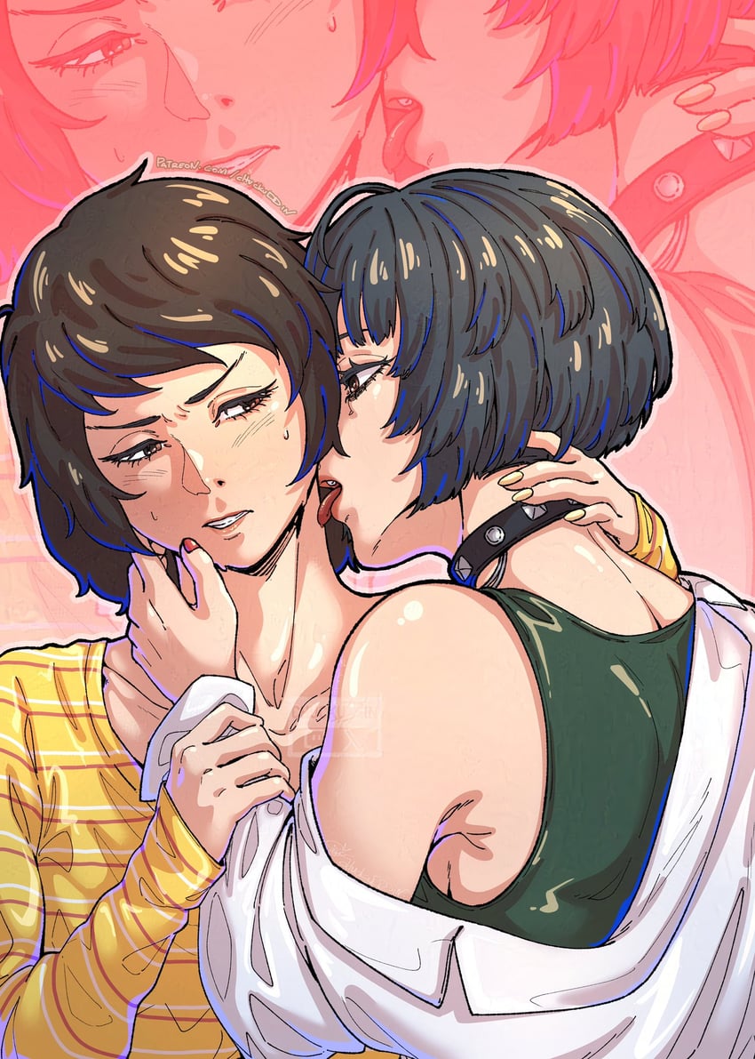 kawakami sadayo and takemi tae (persona and 2 more) drawn by chuckuddin