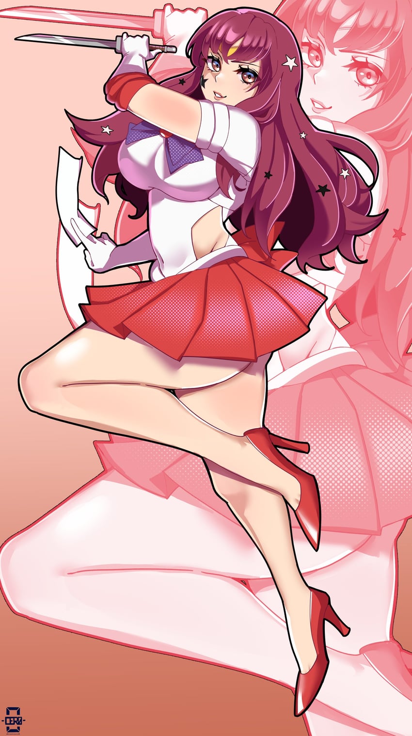 sailor mars and yunaka (fire emblem and 2 more) drawn by ceroccb