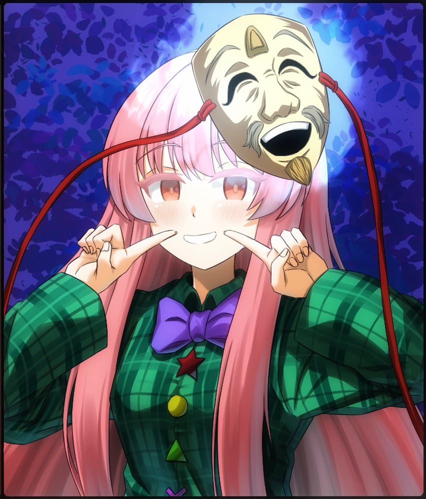 hata no kokoro (touhou) drawn by retora_26