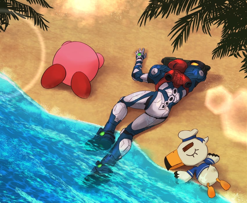 kirby, samus aran, and gulliver (kirby and 4 more) drawn by wakaba_(wata_ridley)