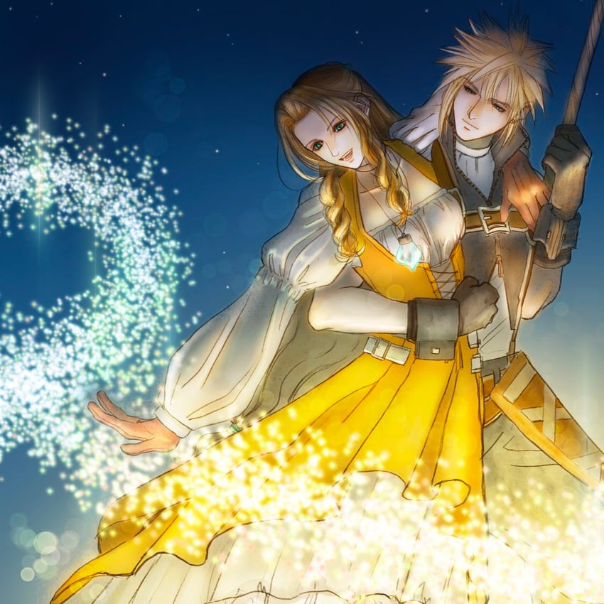 cloud strife, aerith gainsborough, zidane tribal, and garnet til alexandros xvii (final fantasy and 3 more) drawn by ws_alte