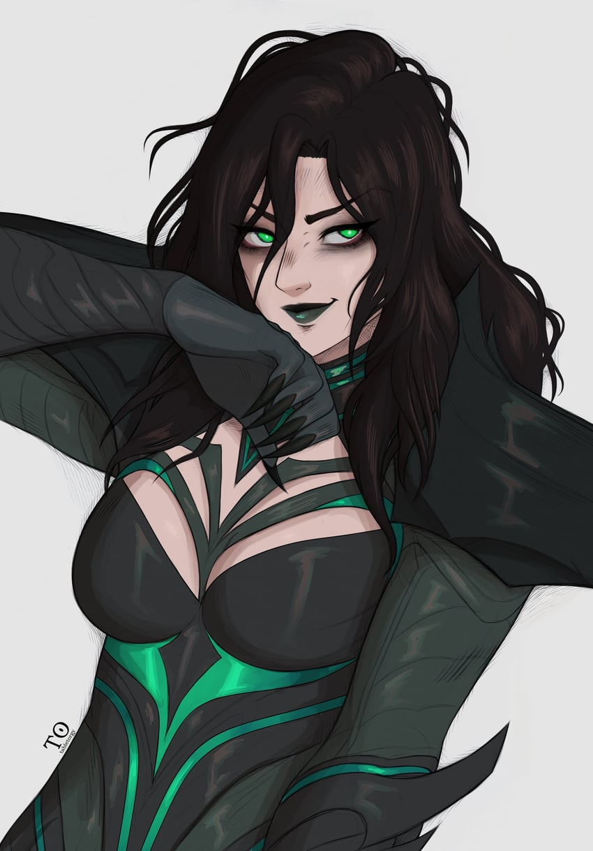 hela (marvel and 2 more) drawn by tabletorgy