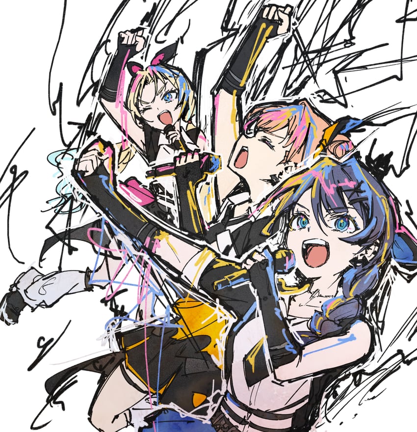 hinoshita kaho, murano sayaka, and osawa rurino (love live! and 1 more) drawn by lao_ren_xing