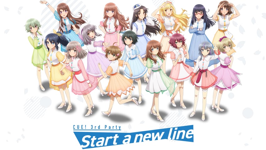 mutsuishi haruna, yomine miharu, tendo yuuki, hinakura riko, maruyama rie, and 11 more (cue!)