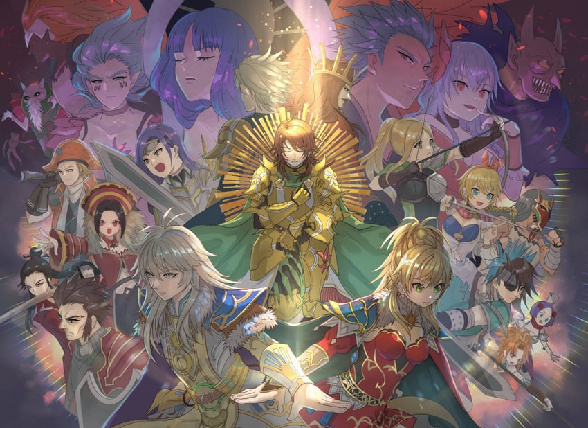 rocbouquet, protagonist, cat, noel, gellard, and 25 more (saga and 1 more) drawn by momoko_(nihontou)