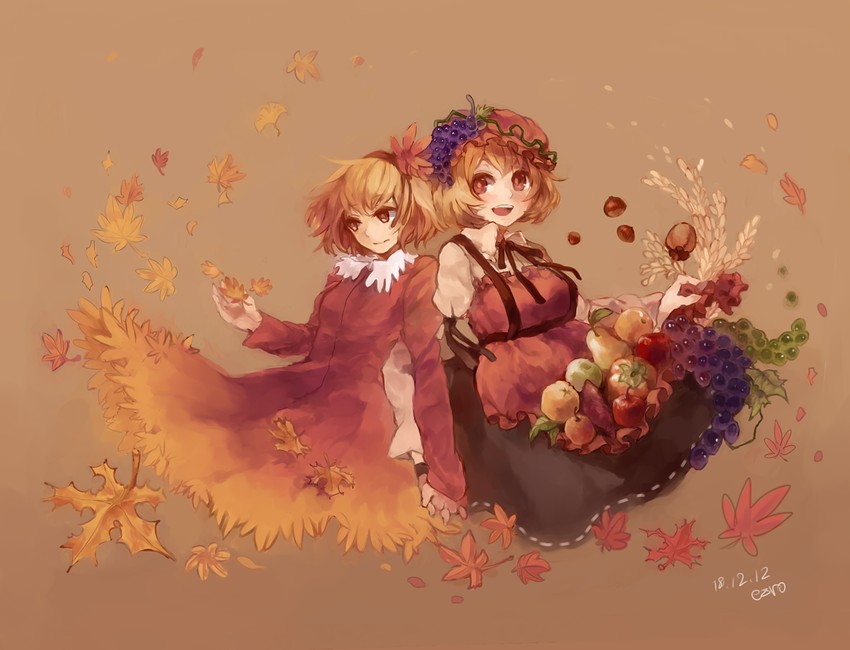 aki minoriko and aki shizuha (touhou) drawn by ezroseven