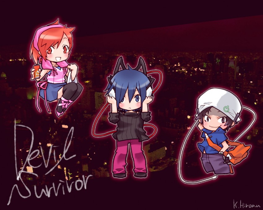tanigawa yuzu, protagonist, and kihara atsurou (devil survivor and 1 more) drawn by hiromu_ps
