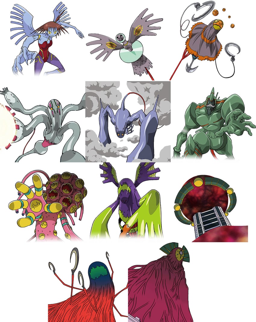 katou juri, d-reaper, d-reaper adr-01, mother d-reaper, d-reaper adr-09, and 9 more (digimon and 2 more)