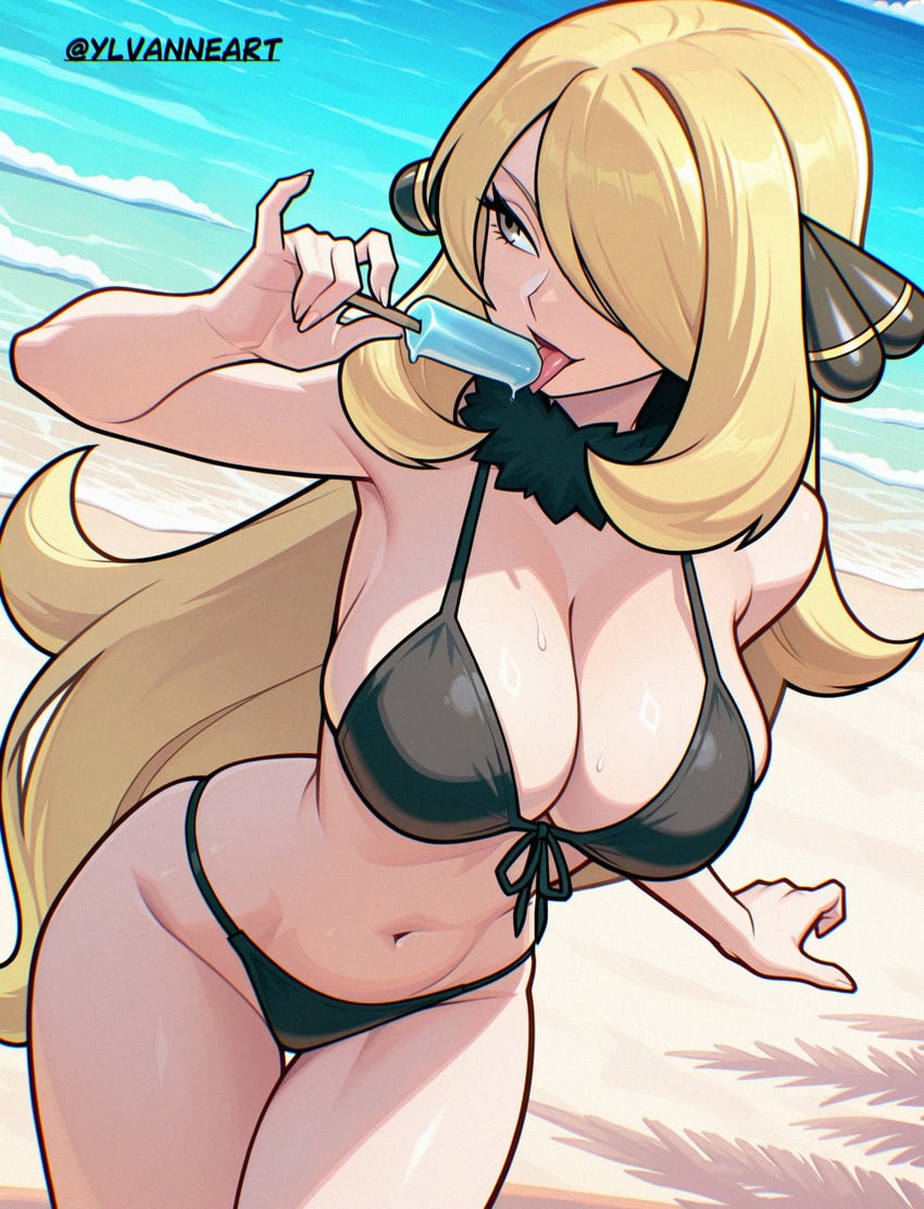 cynthia (pokemon and 1 more) drawn by ylvanne