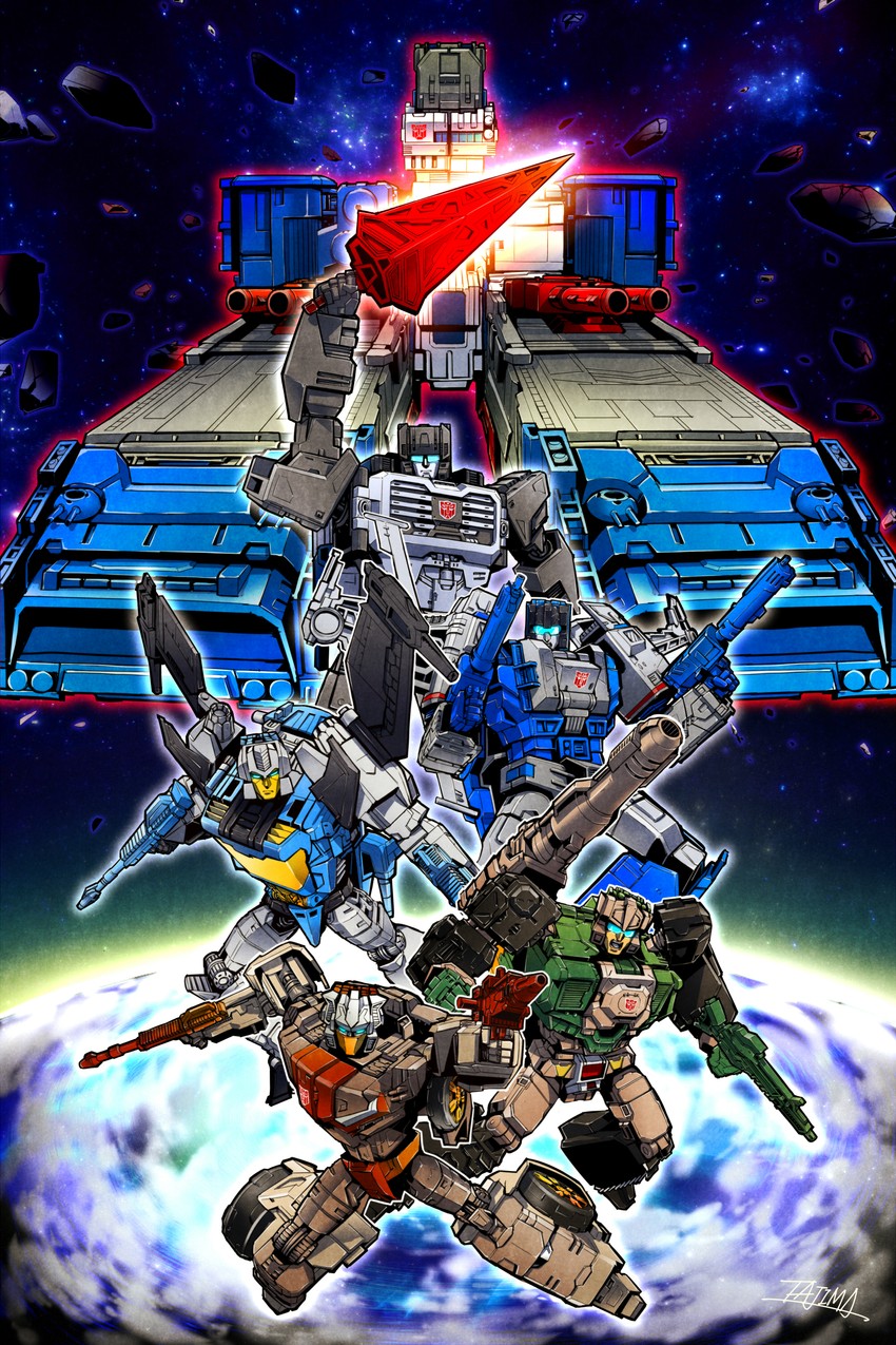 fortress maximus, chromedome, brainstorm, hardhead, cerebros, and 1 more (transformers and 1 more) drawn by tajima_0109