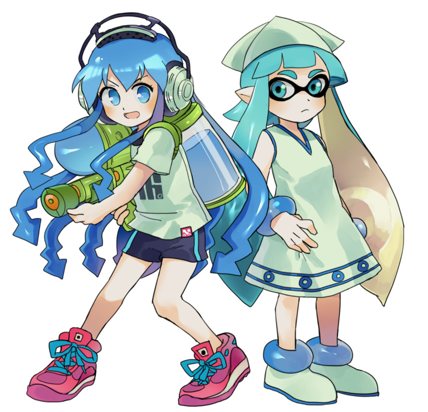 inkling player character, inkling girl, and ikamusume (splatoon and 2 more) drawn by jeto_(jetopyon)