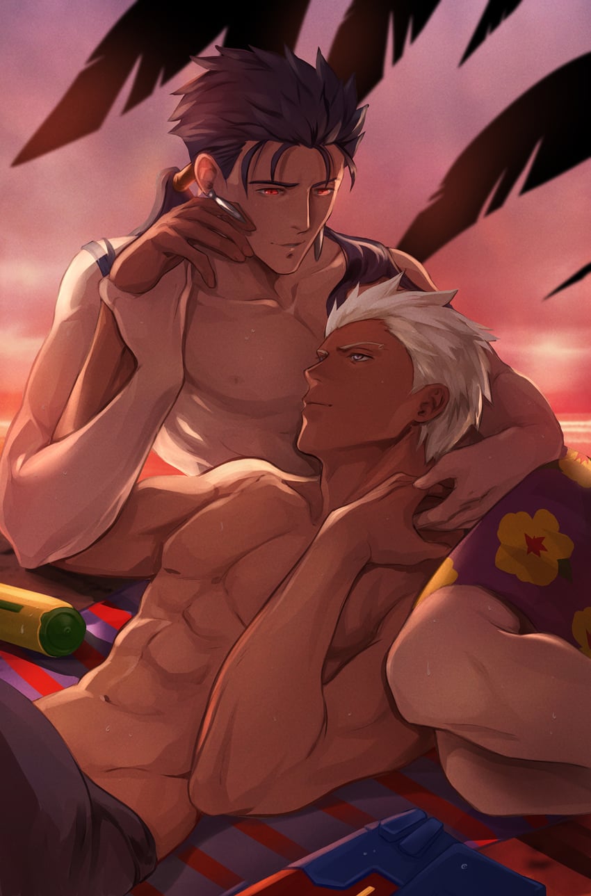 cu chulainn and archer (fate and 1 more) drawn by gravesecrets
