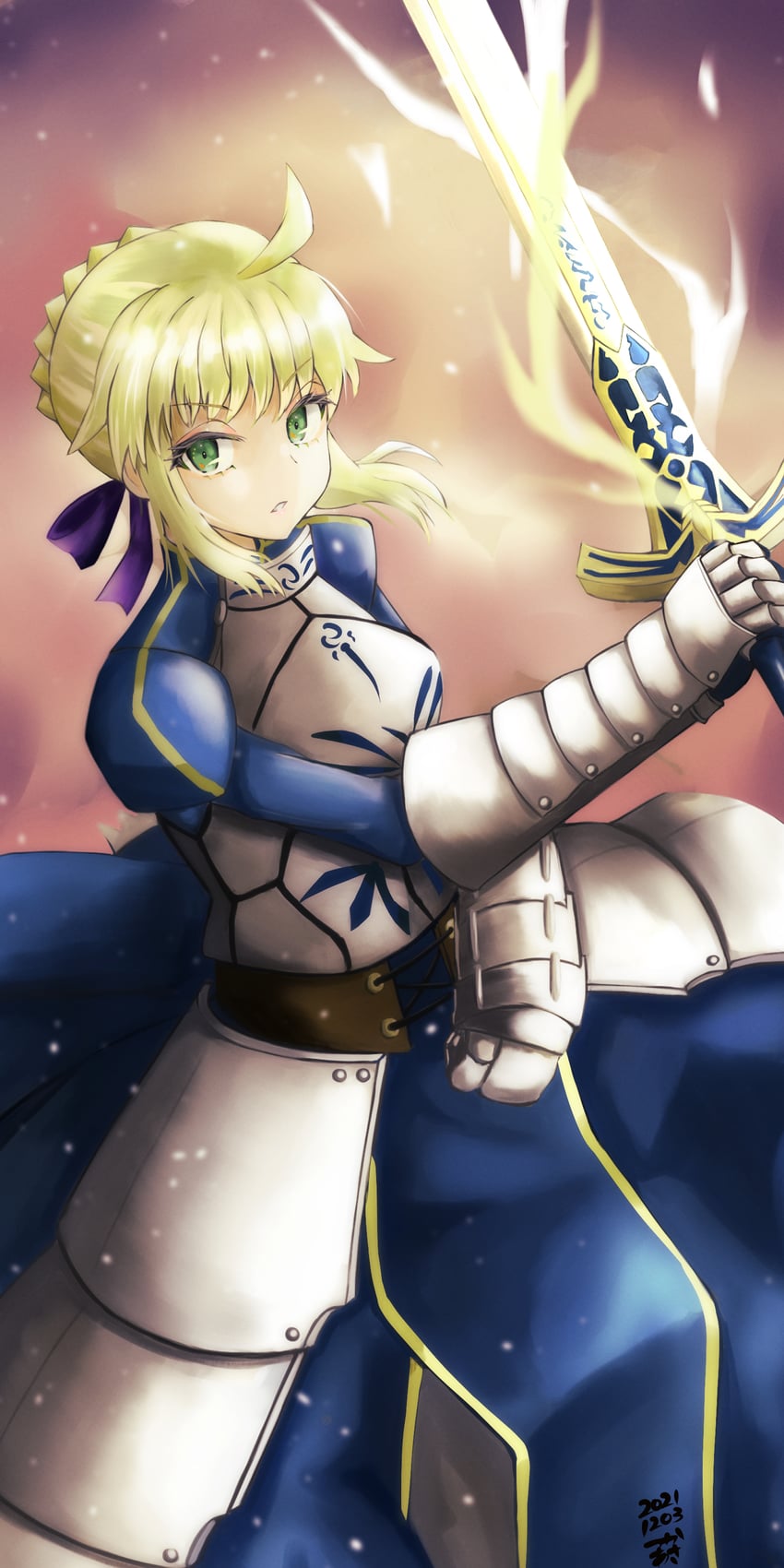 artoria pendragon and saber (fate and 1 more) drawn by tsukaasa
