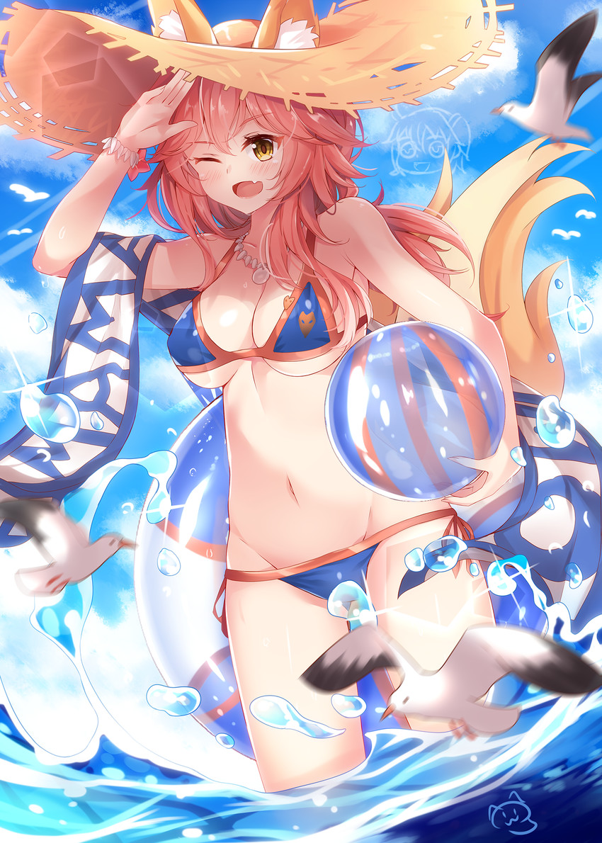 fujimaru ritsuka, tamamo, and tamamo no mae (fate and 1 more) drawn by nahaki
