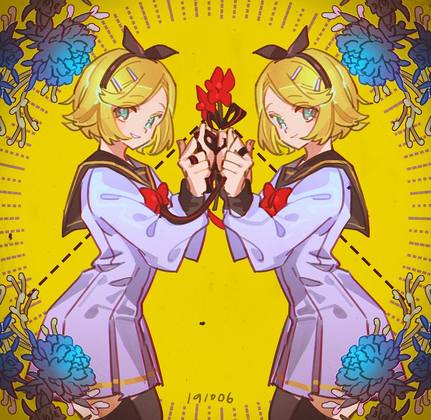kagamine rin (vocaloid and 1 more) drawn by haun