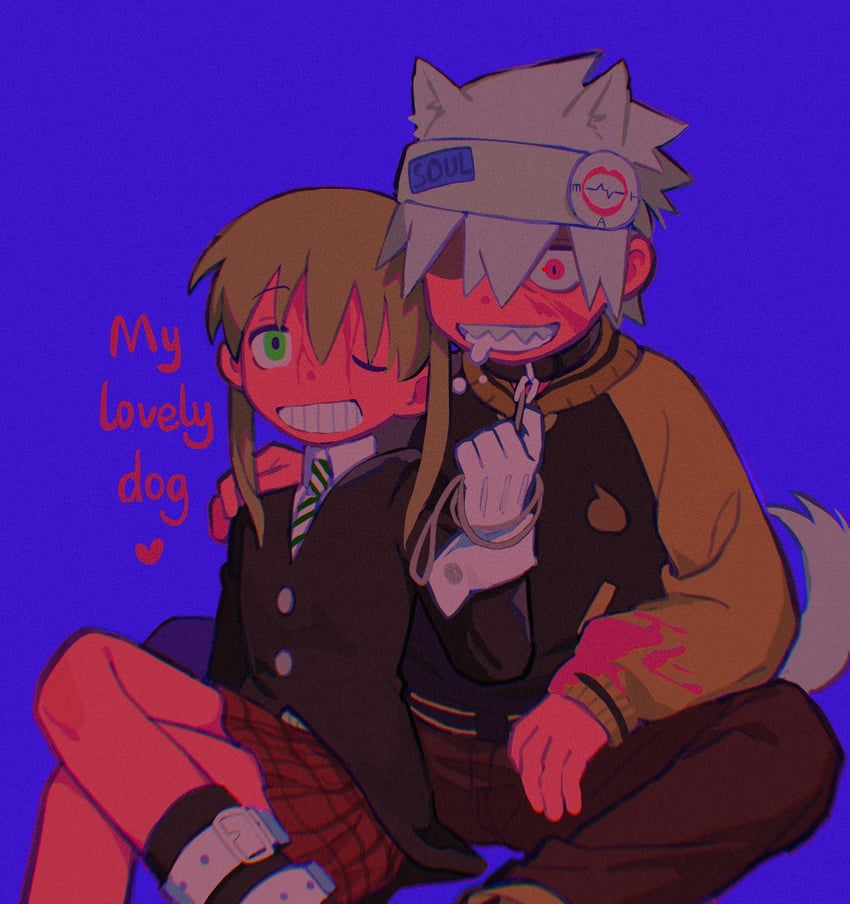 maka albarn and soul evans (soul eater) drawn by rice_(somasuki_77)