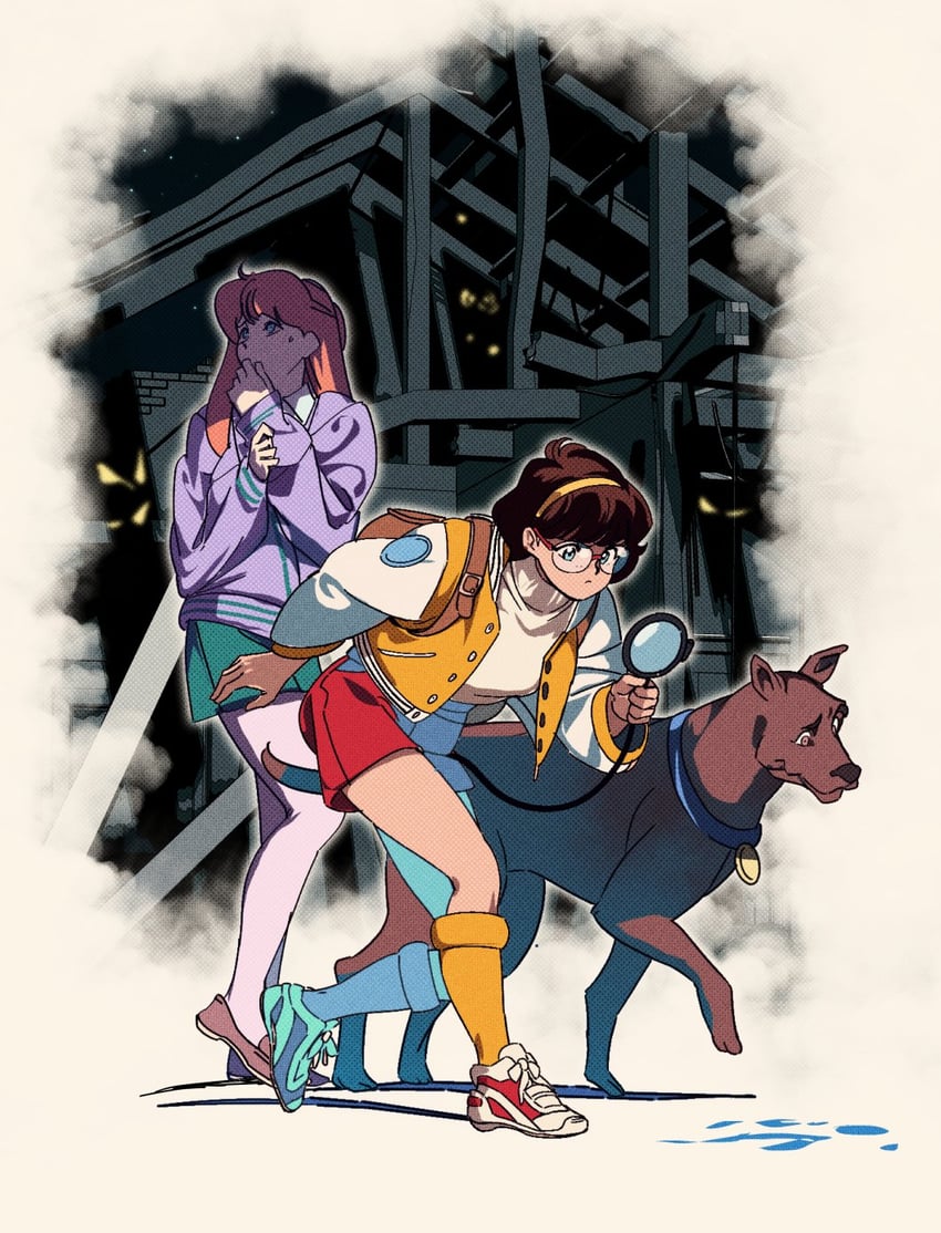 velma dinkley, daphne blake, and scooby-doo (scooby-doo) drawn by edoya_inuhachi