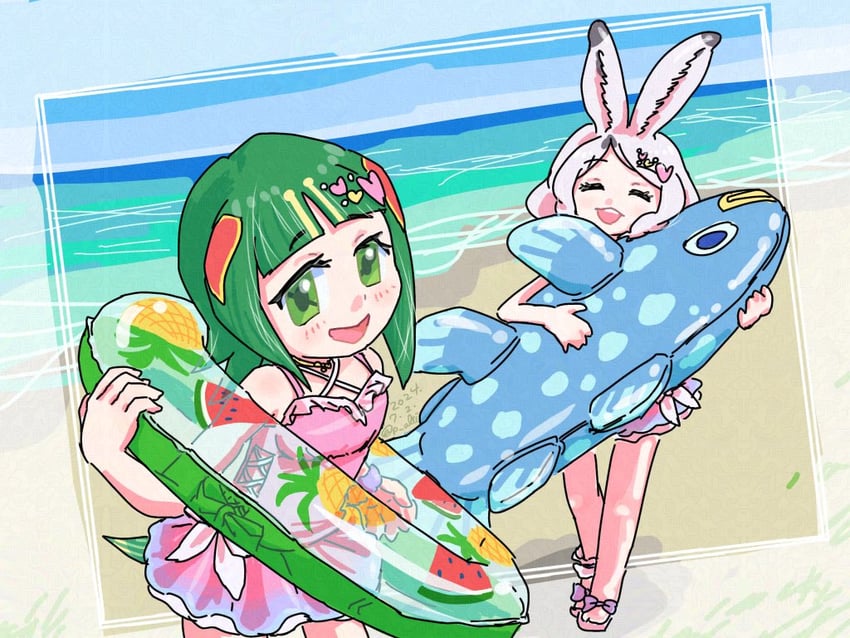 arctic hare and red-eared slider (kemono friends) drawn by p_alti