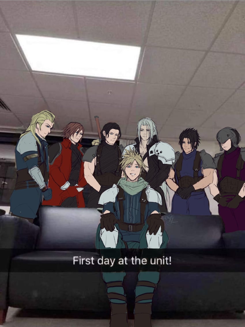 sephiroth, zack fair, genesis rhapsodos, angeal hewley, roche, and 1 more (final fantasy and 2 more) drawn by guardianot
