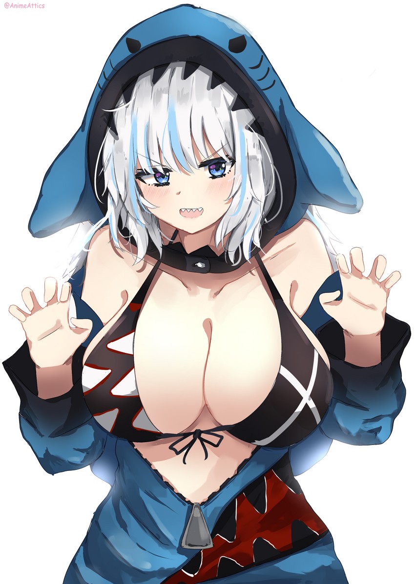 gawr gura (hololive and 1 more) drawn by animeattics