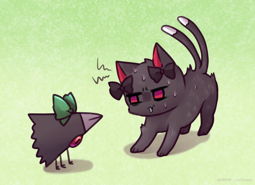 kaenbyou rin, reiuji utsuho, and crow (touhou and 1 more) drawn by unime_seaflower