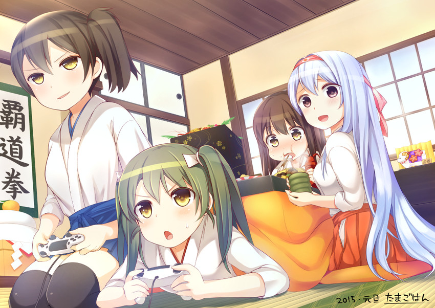 kaga, akagi, zuikaku, and shoukaku (kantai collection) drawn by 5han