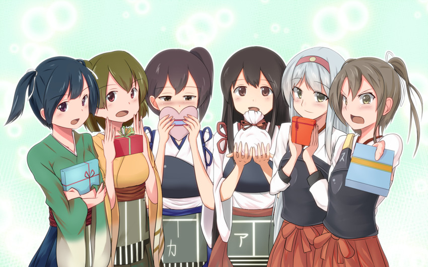 kaga, akagi, zuikaku, shoukaku, souryuu, and 1 more (kantai collection) drawn by shamisen_(syami_sen)