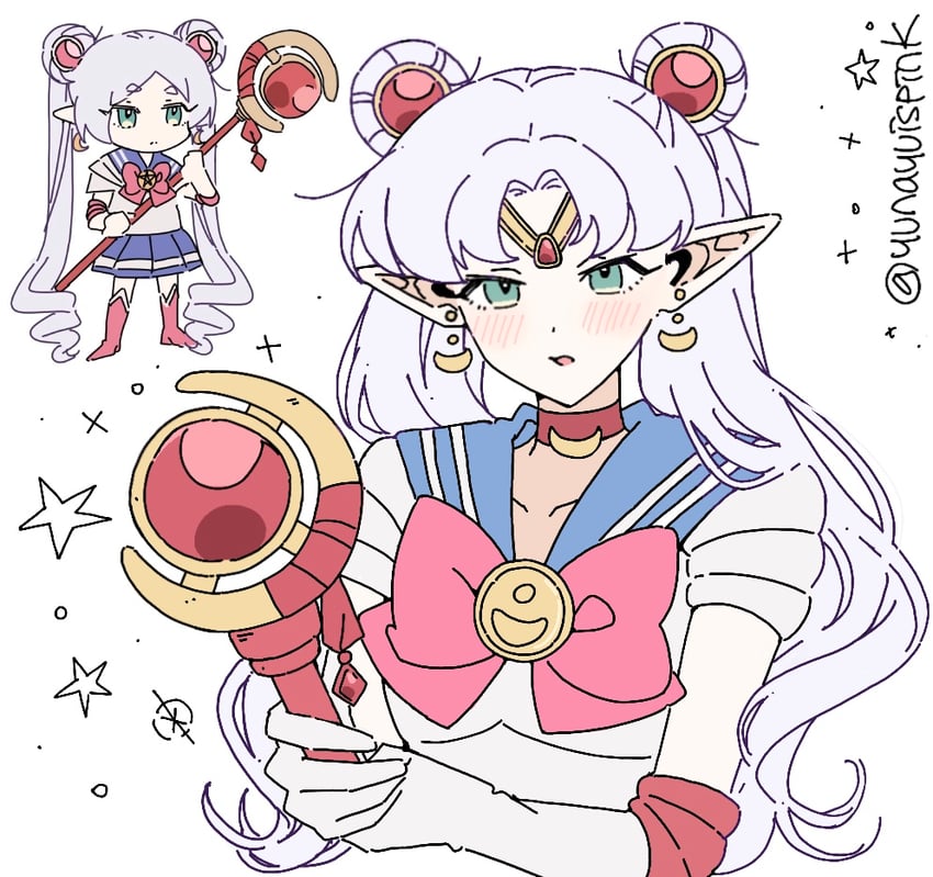 frieren and sailor moon (sousou no frieren and 1 more) drawn by yunayuispink