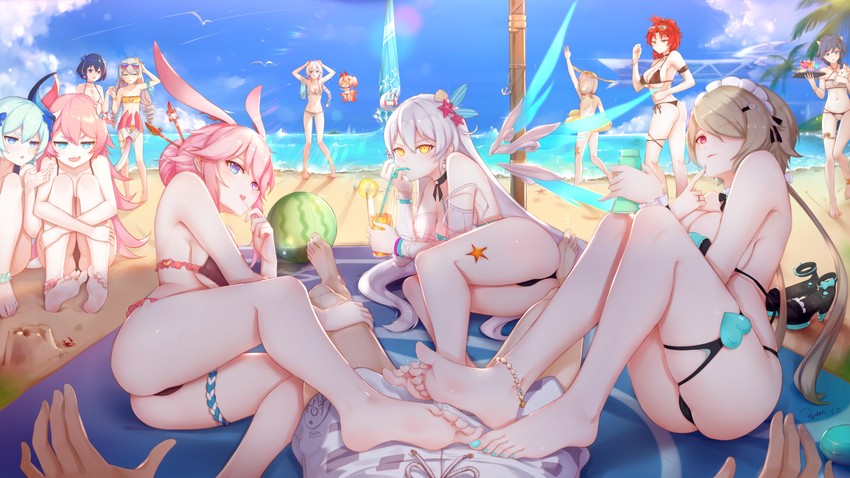 kiana kaslana, fu hua, bronya zaychik, seele vollerei, theresa apocalypse, and 9 more (honkai and 1 more) drawn by evanyi
