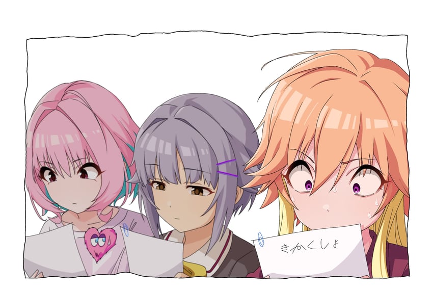 yumemi riamu, koshimizu sachiko, and ninomiya asuka (idolmaster and 1 more) drawn by kakki_(kackie)