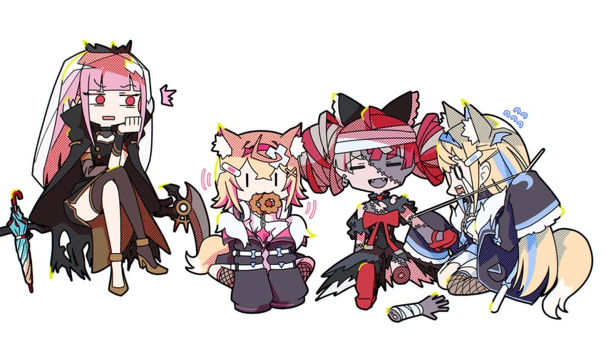 mori calliope, fuwawa abyssgard, mococo abyssgard, and kureiji ollie (hololive and 2 more) drawn by taka_t