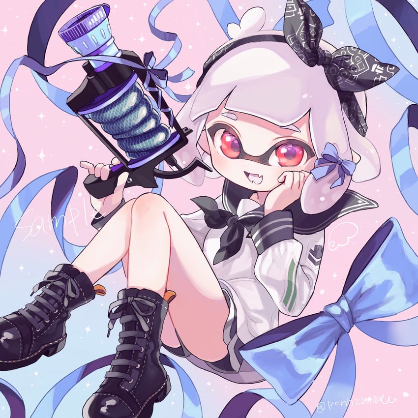 inkling player character and inkling girl (splatoon) drawn by amezawa_koma