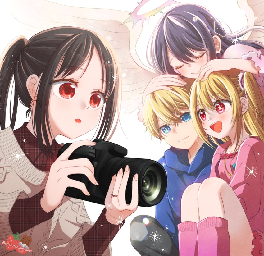 shinomiya kaguya, hoshino ai, hoshino ruby, and hoshino aquamarine (oshi no ko and 1 more) drawn by chocotomamenoki