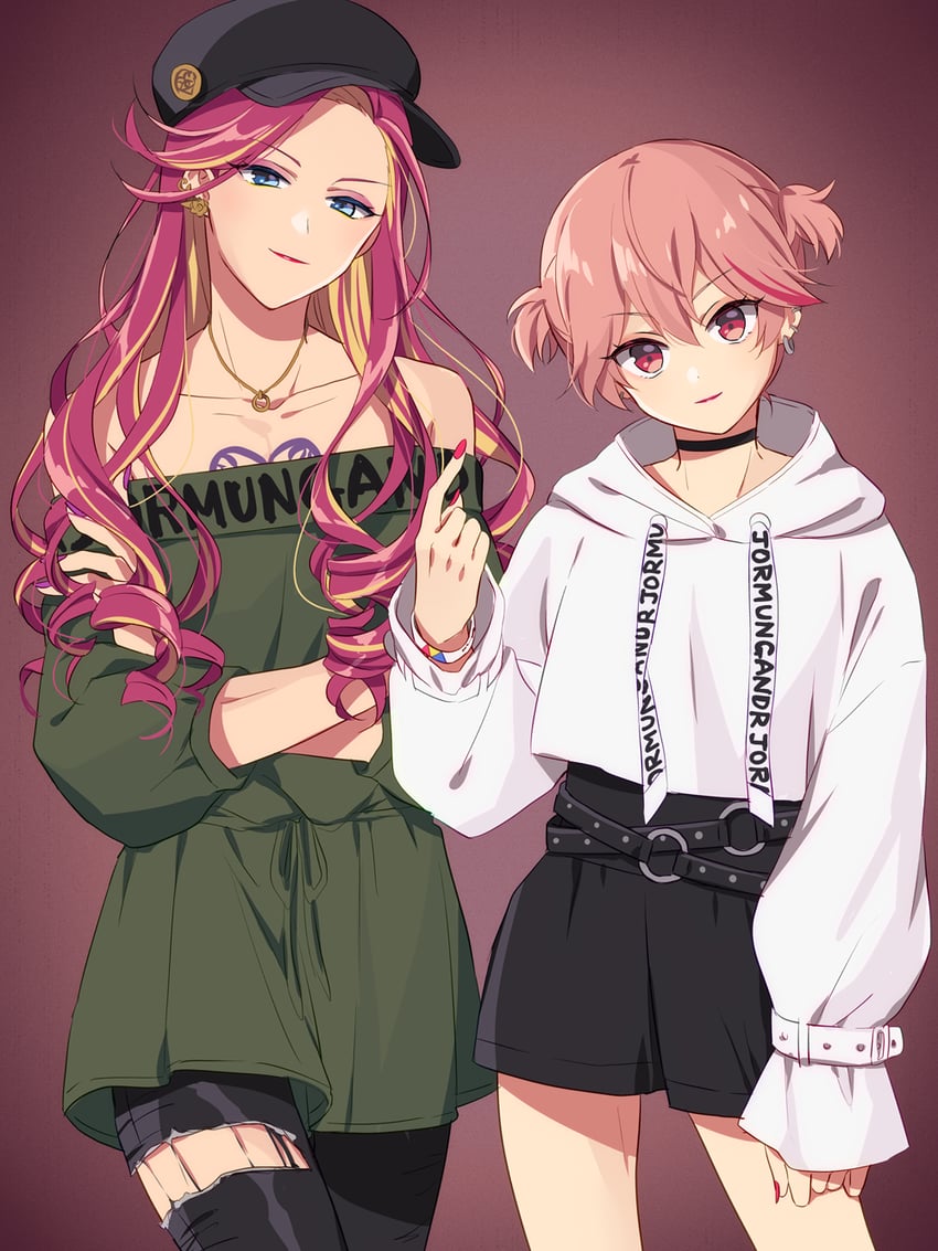 hinata mahiru and kurenai ageha (dankira!!!) drawn by riku_(melty_drop)