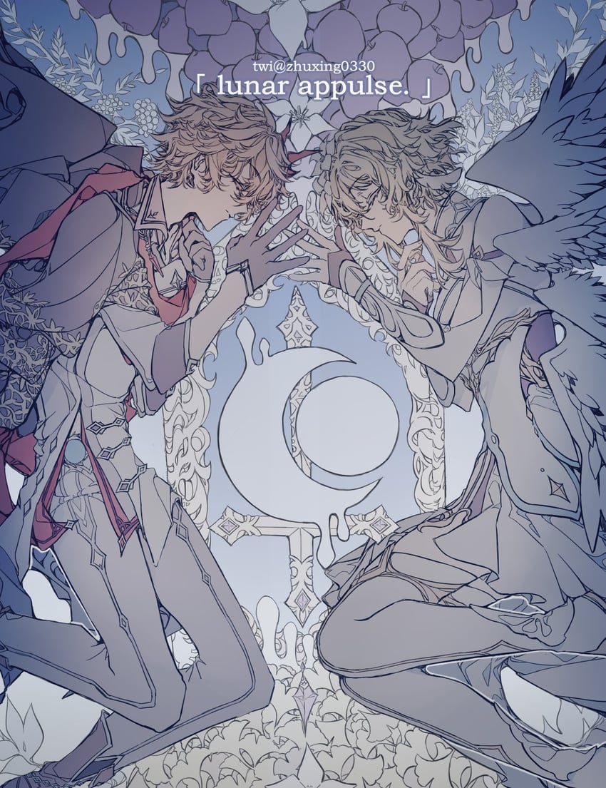 lumine and tartaglia (genshin impact) drawn by zhuxing0330