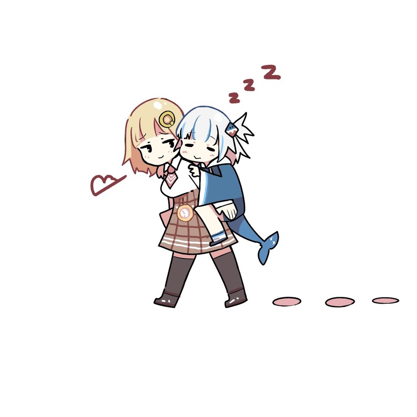 gawr gura and watson amelia (hololive and 1 more) drawn by takeru_(hashiru11275)