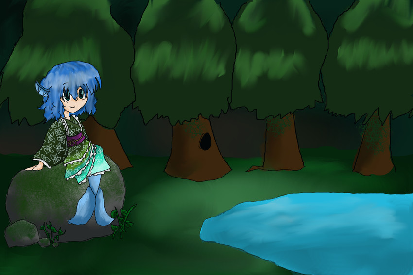 wakasagihime (touhou) drawn by yoshilove9