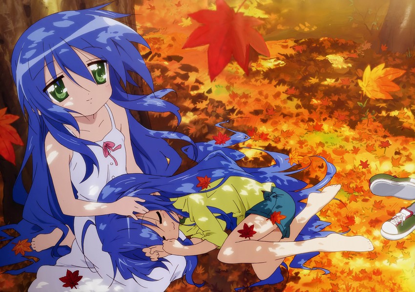 izumi konata and izumi kanata (lucky star) drawn by sakamoto_kazuya