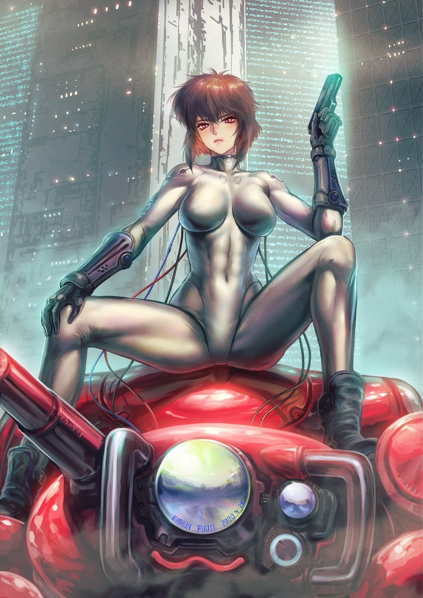 kusanagi motoko and fuchikoma (ghost in the shell) drawn by fujii_eishun