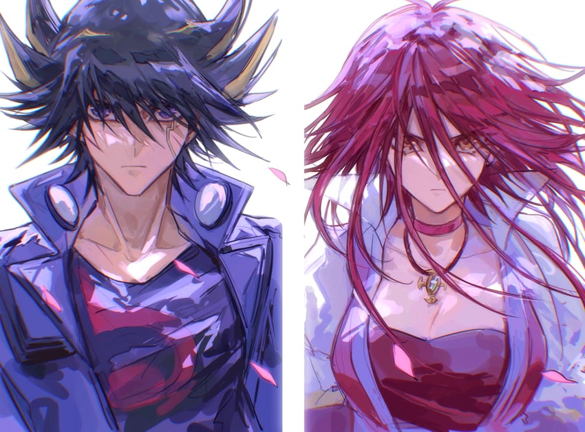 fudo yusei and izayoi aki (yu-gi-oh! and 1 more) drawn by naoki_(2rzmcaizerails6)