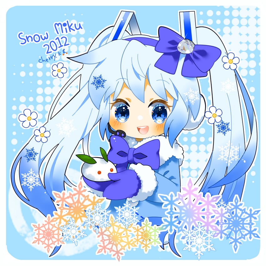 hatsune miku and yuki miku (vocaloid) drawn by kusunoki_cherry