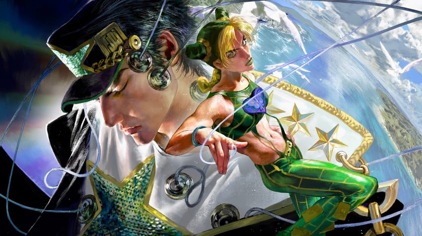 kujo jotaro and kujo jolyne (jojo no kimyou na bouken and 1 more) drawn by tudou_estor