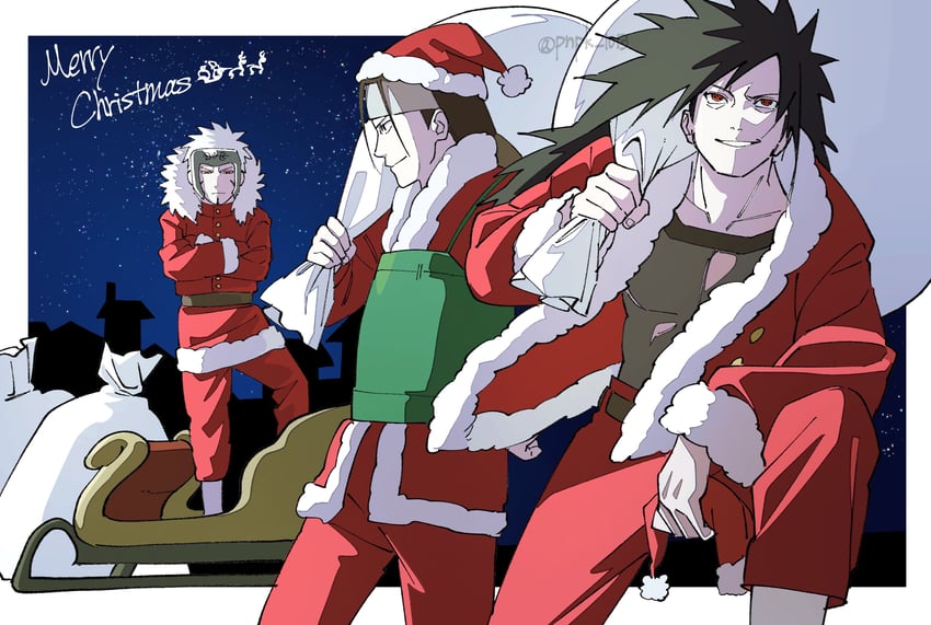 uchiha madara, senju tobirama, and senju hashirama (naruto and 1 more) drawn by pnpk_1013